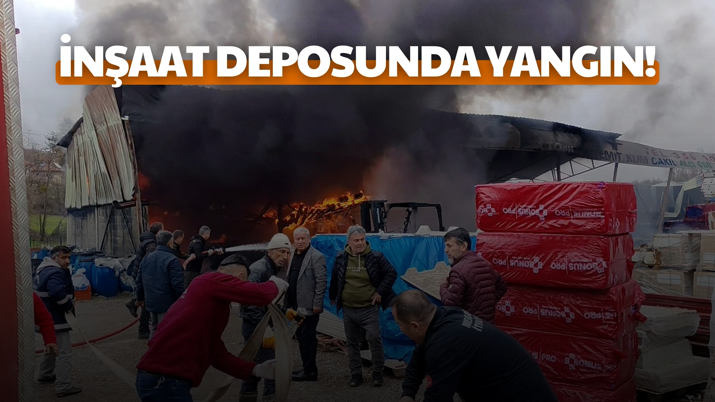 Bolu’da inşaat deposunda yangın
